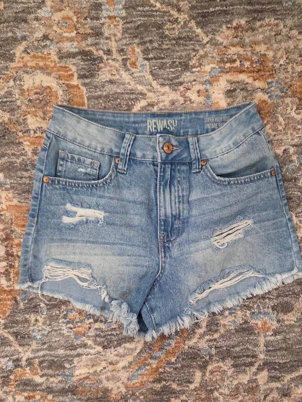 Rewash Light Wash Distressed Denim Cutoff Shorts